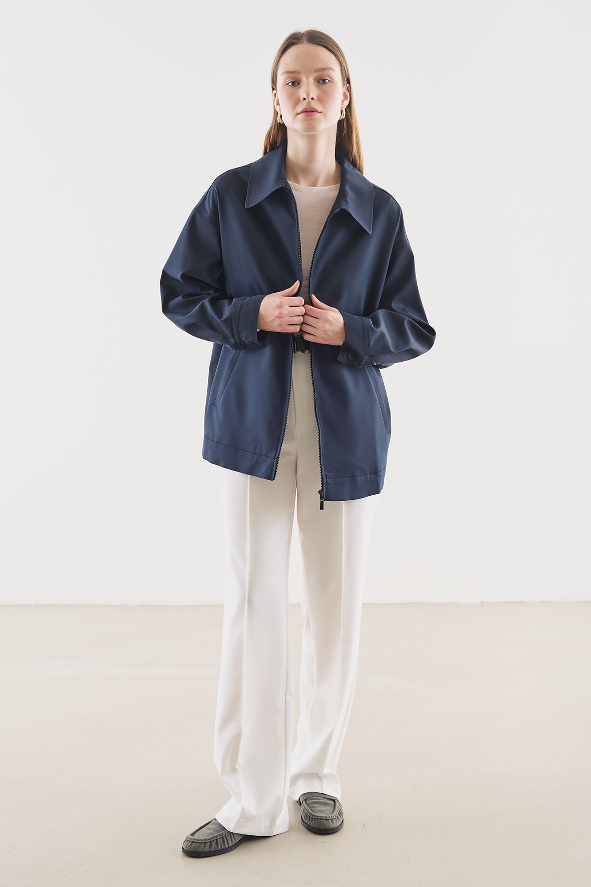 MANŞET DETAYLI CEKET LACİVERT