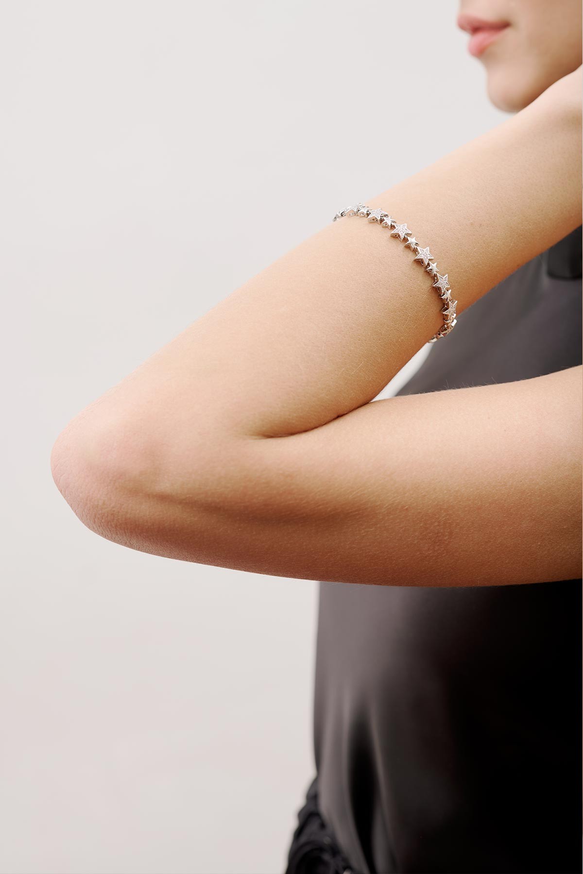 TAŞLI YILDIZ DETAYLI BİLEKLİK GÜMÜŞ