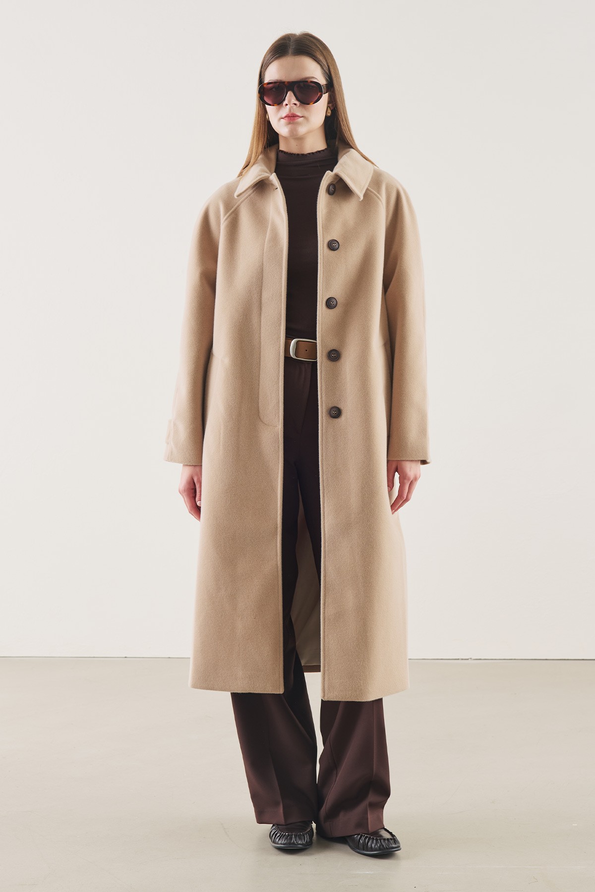 PREMIUM KAŞE UZUN KABAN BEJ
