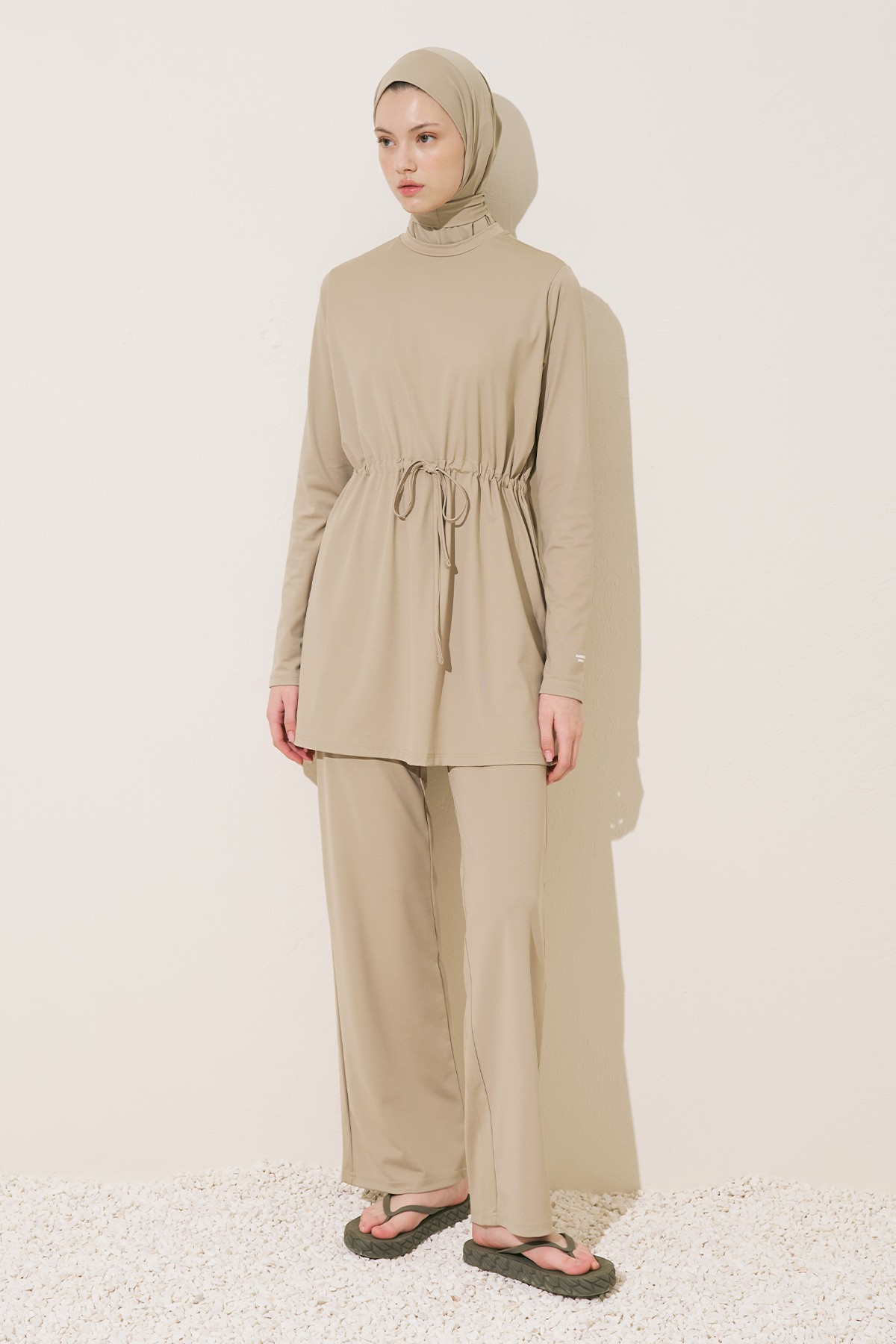 WIDE LONG LEG SWIMSUIT TROUSERS IN GREEN