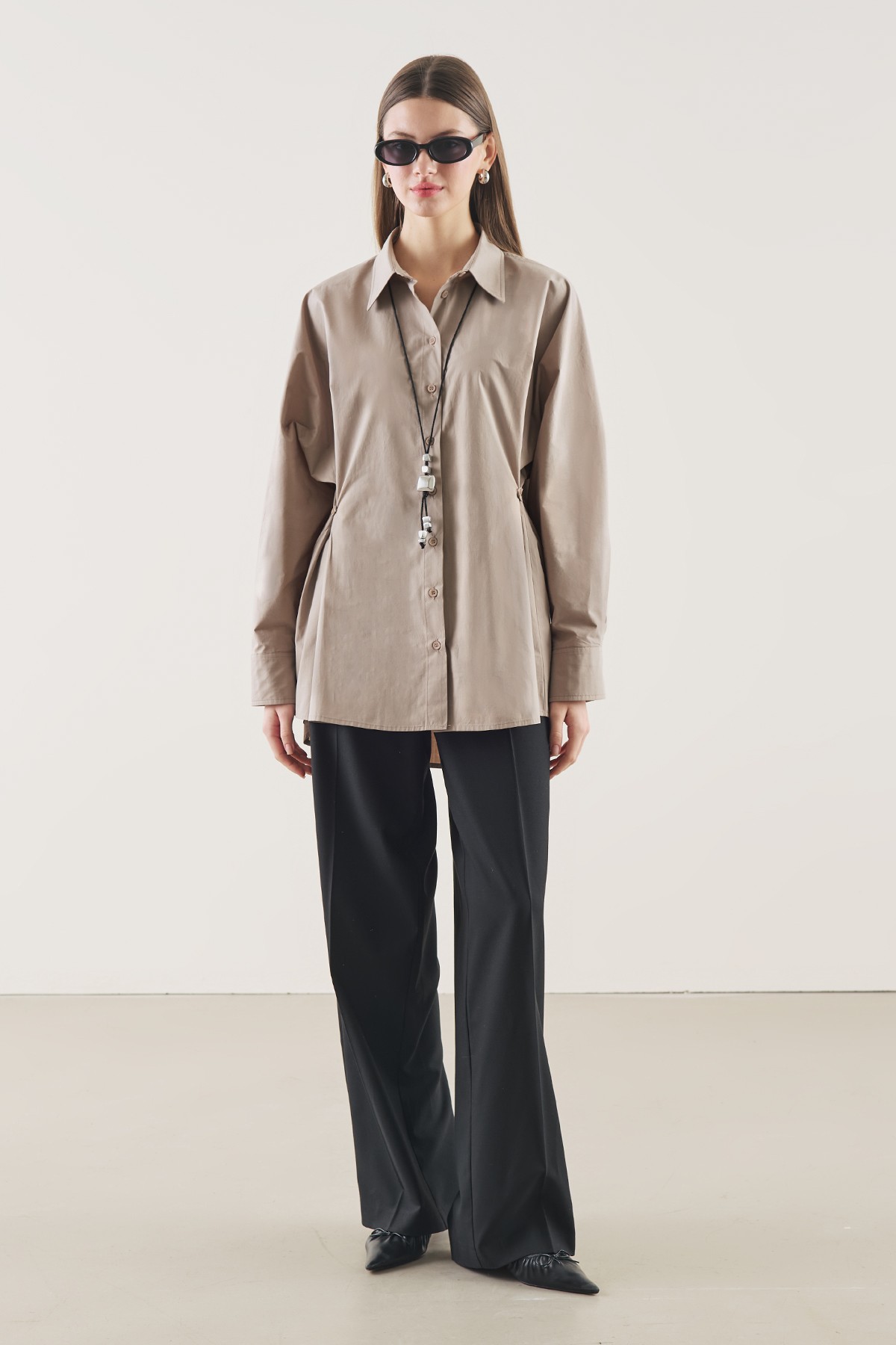 BEL AYARLAMALI GÖMLEK VİZON - 3