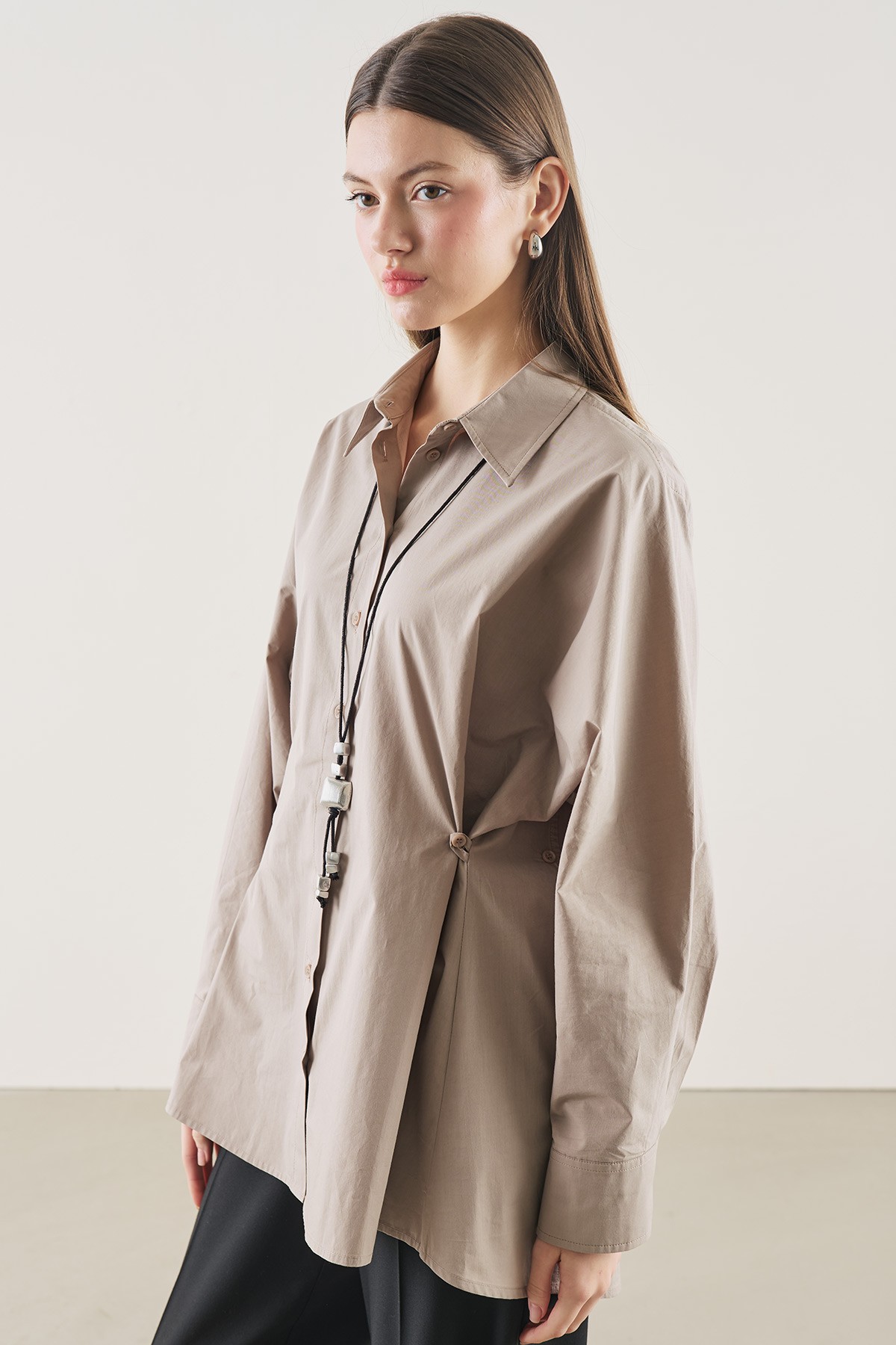 BEL AYARLAMALI GÖMLEK VİZON - 5