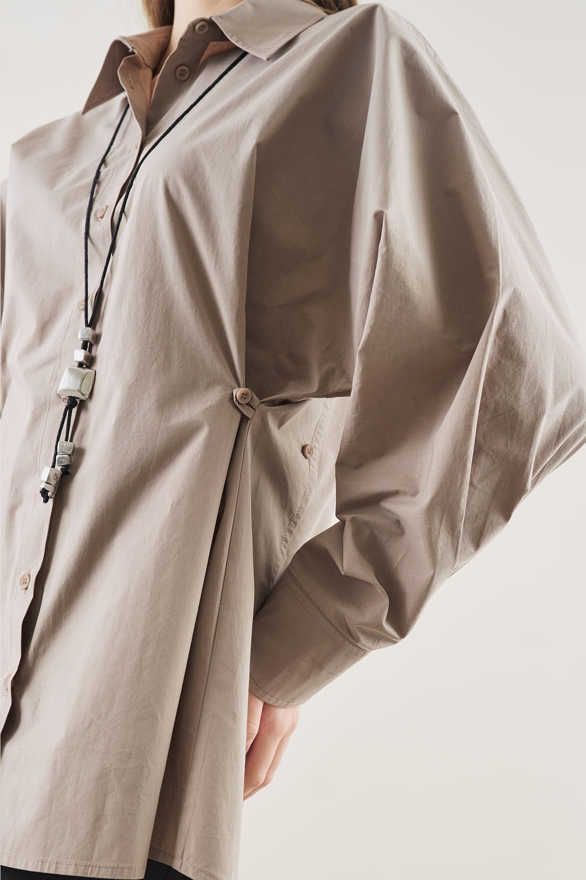 BEL AYARLAMALI GÖMLEK VİZON - 6