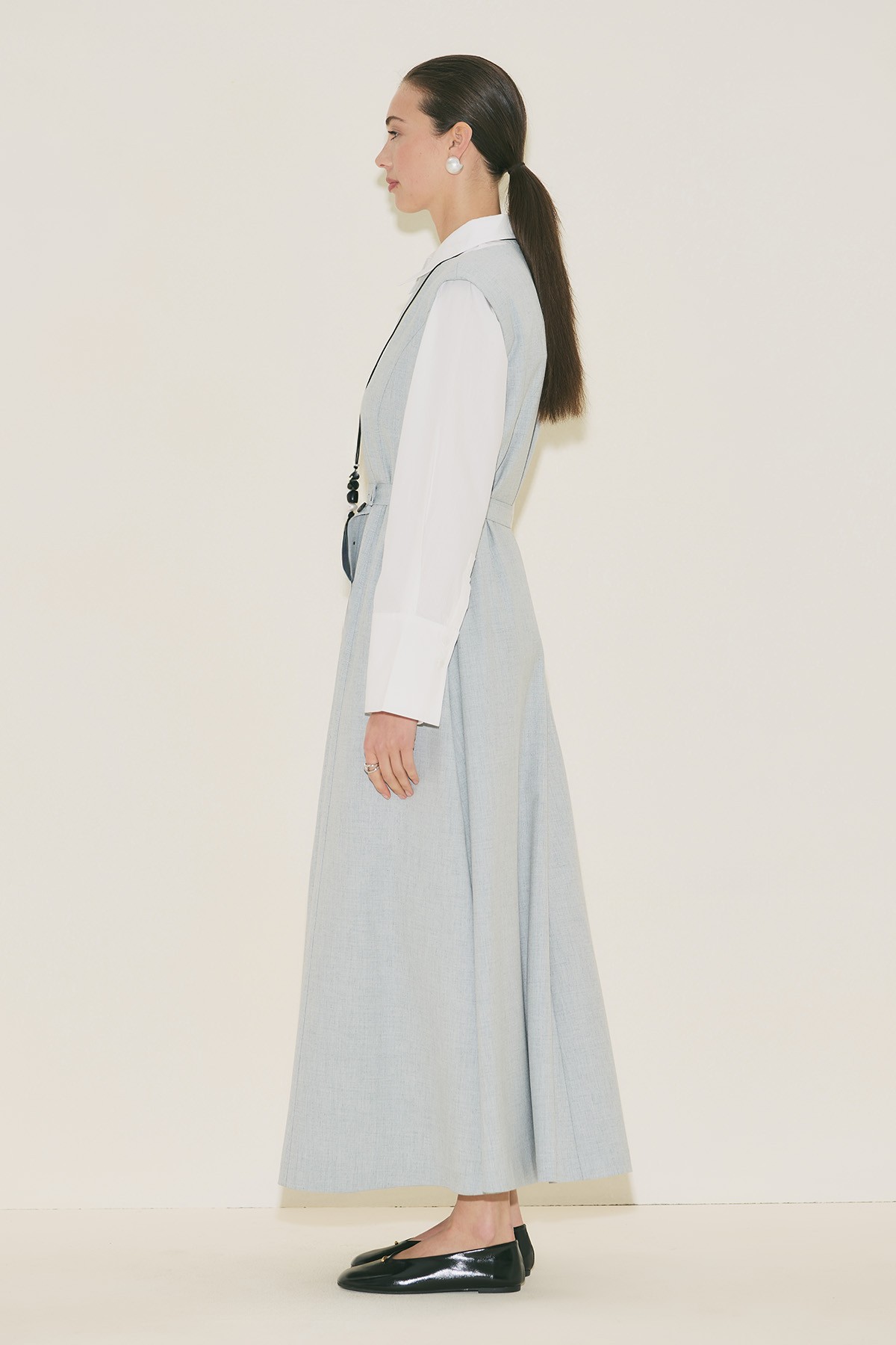 PREMIUM KEMER DETAYLI ELBİSE MAVİ - 3