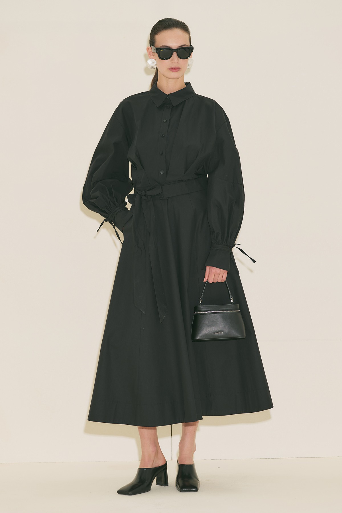 LABECA BAĞLAMALI GÖMLEK SİYAH