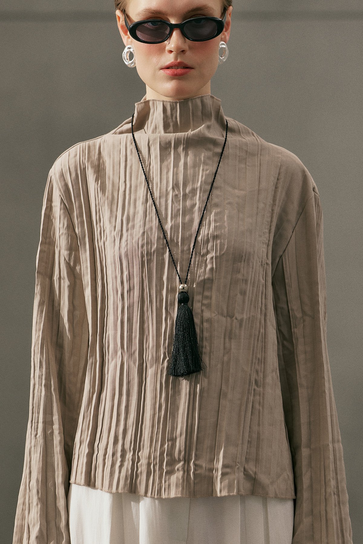 CRUSH KUMAŞLI BLUZ TAŞ