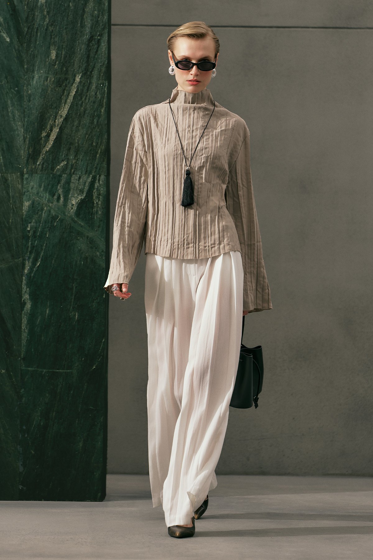 TANSY PİLELİ PANTOLON EKRU