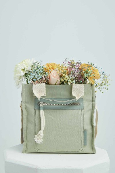 LEATHER DETAILED TOTE BAG MINT 