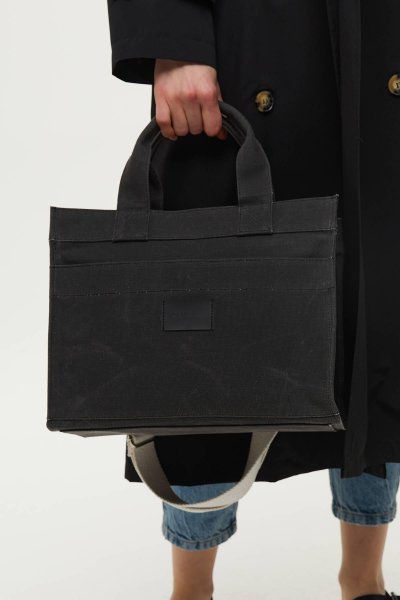 MEDIUM CANVAS BAG WITH WASHING EFFECT BLACK 