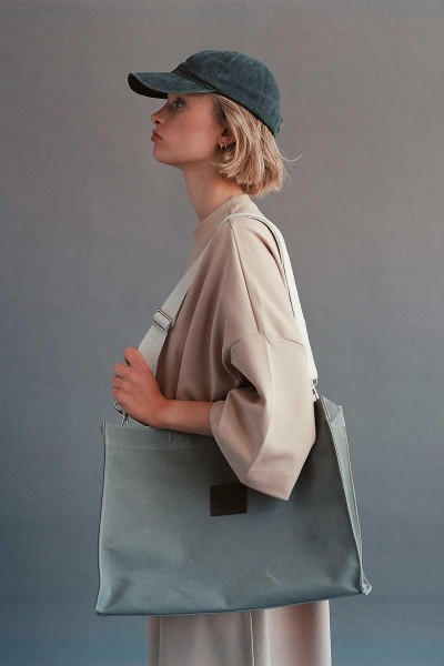 YIKAMA EFEKTLİ LARGE KANVAS ÇANTA HAKİ 