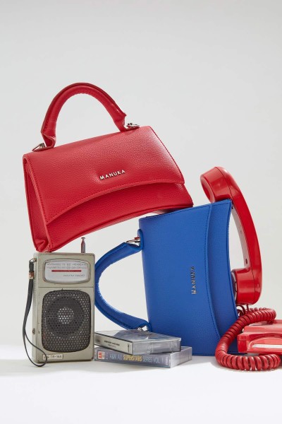 TEXTURED LEATHER BAG BLUE 