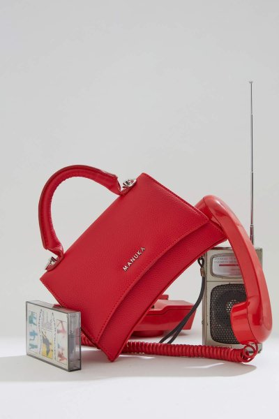 DOKULU DERİ ÇANTA KIRMIZI 