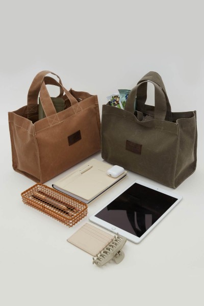 SMALL CANVAS BAG WITH WASHING EFFECT KHAKI 