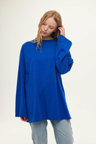 GENİŞ KOL OVERSIZE TSHIRT SAKS 