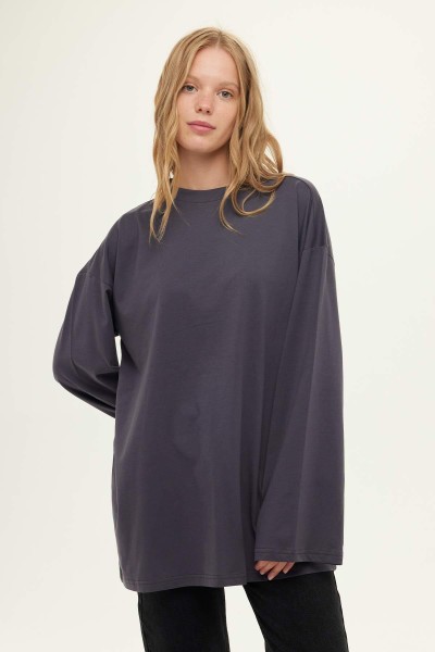 GENİŞ KOL OVERSIZE TSHIRT ANTRASİT 