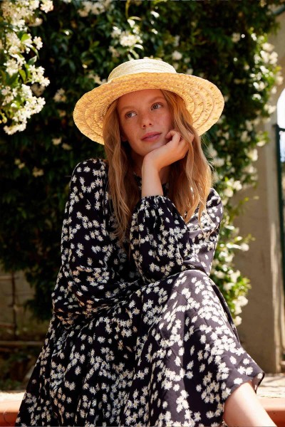 VISCOSE BALLOON SLEEVE DRESS BLACK 