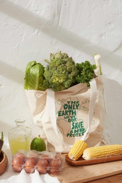 BASKILI KÖRÜKLÜ BEZ ÇANTA EARTH 