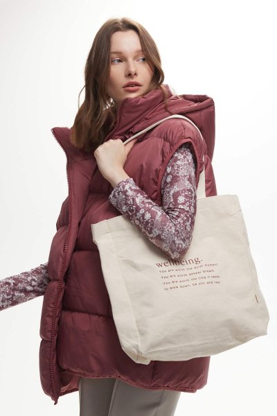 BASKILI KÖRÜKLÜ BEZ ÇANTA WELLBEING 