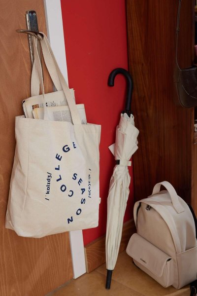 BASKILI KÖRÜKLÜ BEZ ÇANTA COLLEGE 