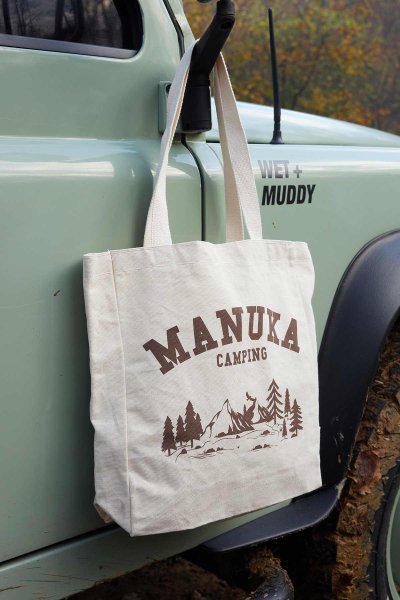 BASKILI KÖRÜKLÜ BEZ ÇANTA MANUKA CAMPING 