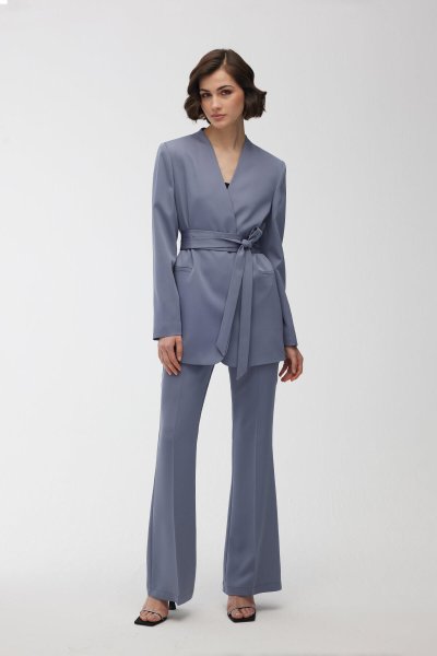 SATEN İSPANYOL PAÇA PANTOLON MAVİ 