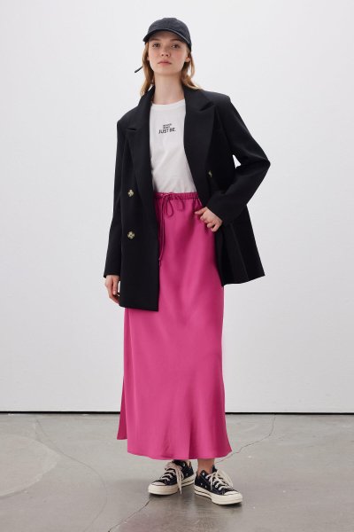 SATIN SKIRT PINK 
