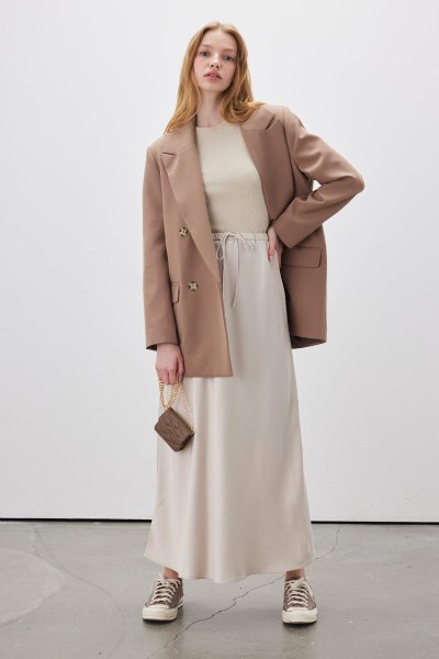 SATIN SKIRT BEIGE 