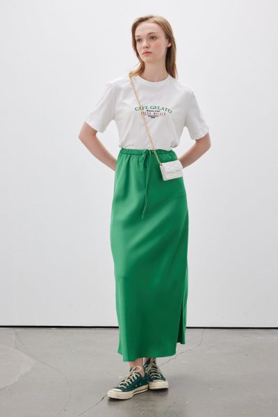 SATIN SKIRT GREEN 