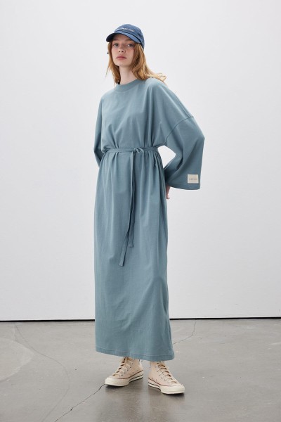 OVERSIZED LONG COMFORTABLE DRESS BLUE 