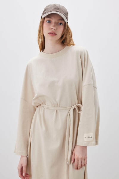 OVERSIZED LONG COMFORTABLE DRESS BEIGE 