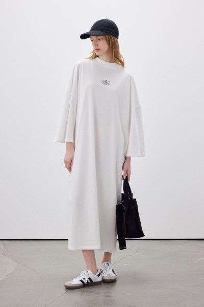 OVERSIZED LONG COMFORTABLE DRESS ECRU 