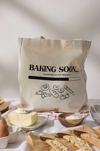 BASKILI KÖRÜKLÜ BEZ ÇANTA BAKING 