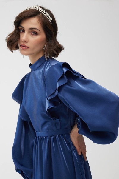 IŞILTILI GRACE ABİYE ELBİSE GECE MAVİSİ 