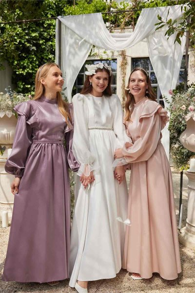 IŞILTILI GRACE ABİYE ELBİSE LAVANTA 