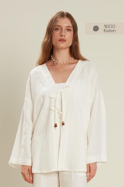 LINEN KIMONO ECRU 