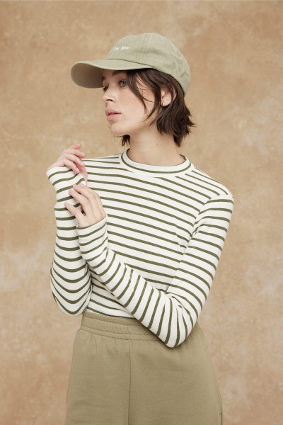 PARMAK GEÇİRMELİ ÇİZGİLİ BODY HAKİ 