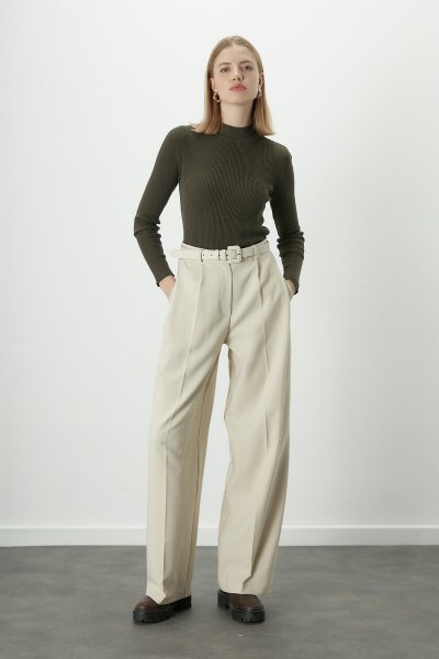 DONA PİLELİ PALAZZO PANTOLON BEJ 