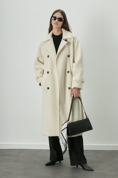 DANISH CACHET DOUBLE BREAKED COAT ECRU