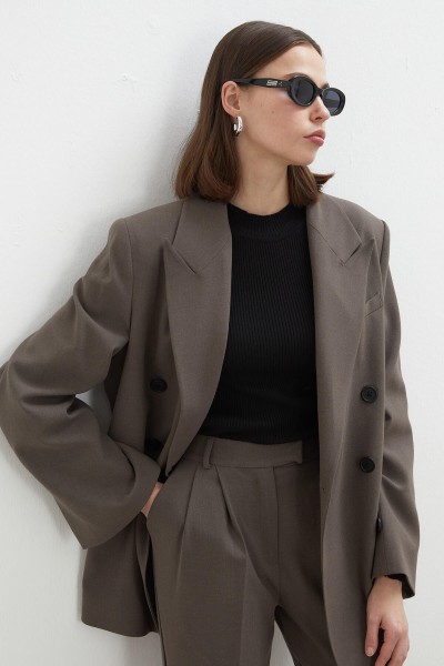 OVERSIZE DOUBLE-BREASTED BLAZER JACKET MINK 