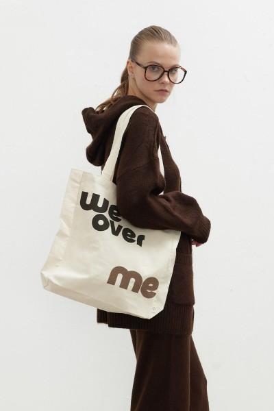 BASKILI KÖRÜKLÜ BEZ ÇANTA OVER ME 