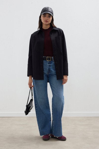 GENİŞ MANŞETLİ GÖMLEK SİYAH 