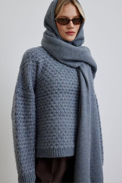 COZY SOFT TEXTURED SCARF BLUE 