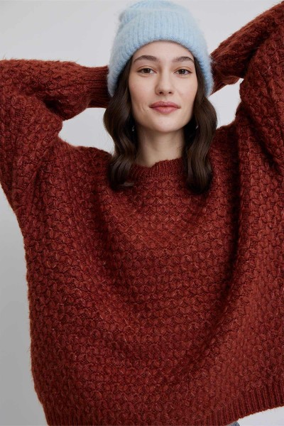 DESENLİ ÖRGÜ TRİKO KAZAK KİREMİT 