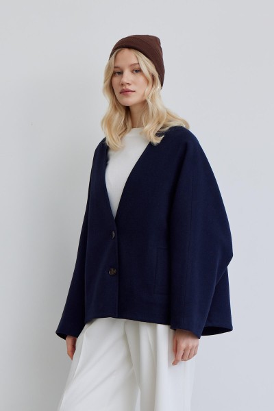 DOUBLE BUTTON CASH JACKET NAVY BLUE 