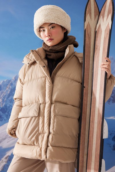 OVERSIZE POCKET INFLATABLE COAT DARK BEIGE 