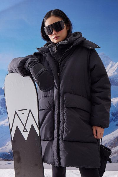 HOODED ANORAK COAT BLACK 