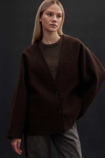 DOUBLE BUTTON CASH JACKET BROWN 