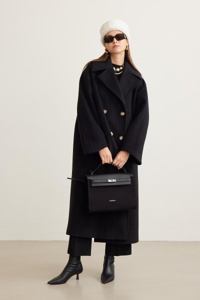 ALEXA PREMIUM KRUVAZE KABAN SİYAH 