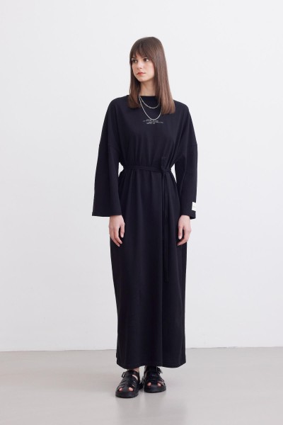 OVERSIZED LONG COMFORTABLE DRESS BLACK 
