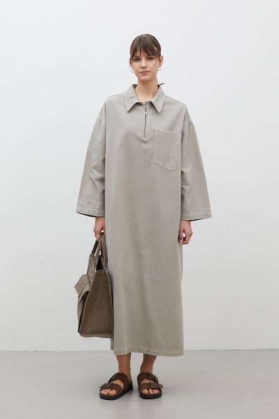 YAKA DETAYLI DENİM ELBİSE TAŞ 